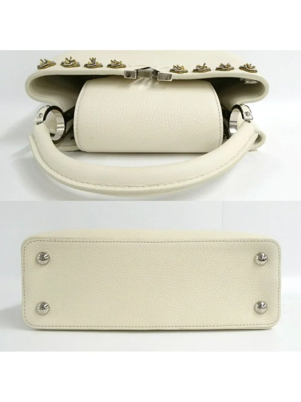 Louis Vuitton Capucines PM Flower Beads White Taurillon Leather Handbag 2-Way